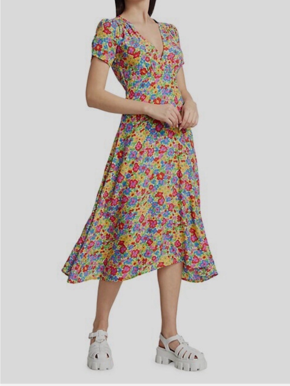 Faithfull the Brand Yellow Floral Midi Dress